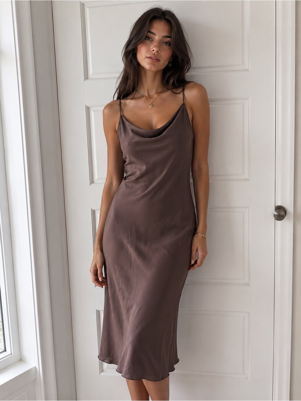 bebe Mocha Slip Dress, NWT!